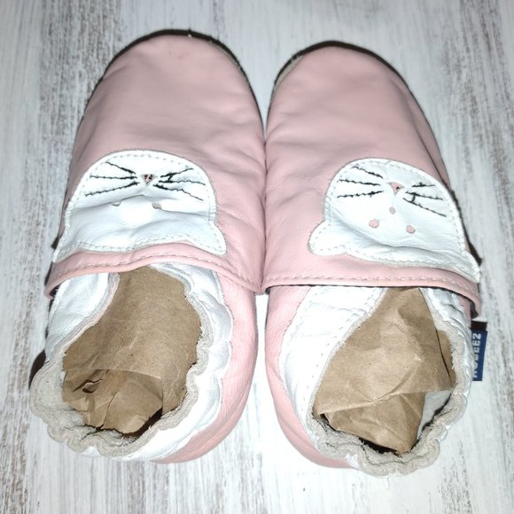Robeez Pink cat Leather Soft Sole Moccasins - Picture 6 of 7